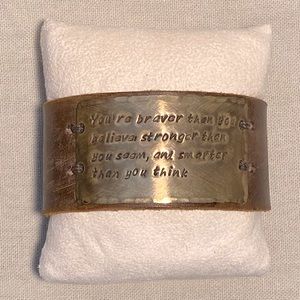 Winnie-the-Pooh quote leather cuff